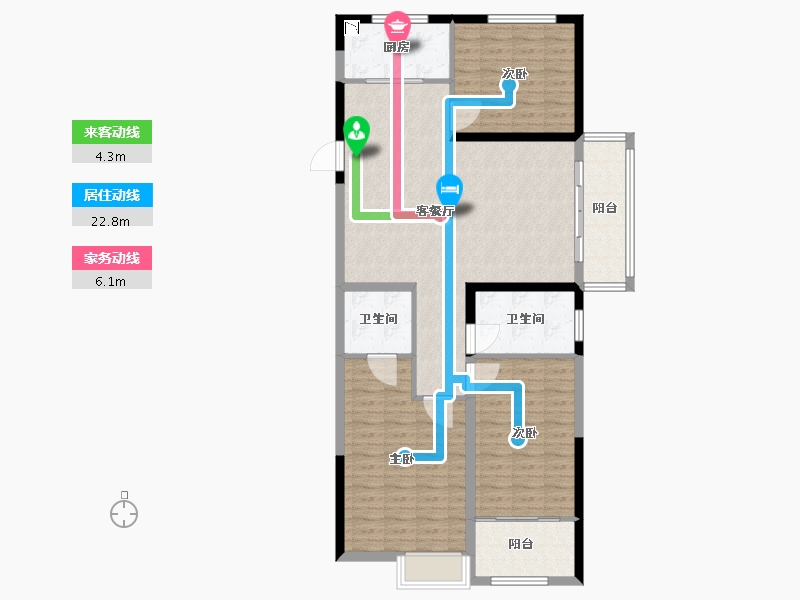 江苏省-盐城市-港利上城国际二期-110.86-户型库-动静线