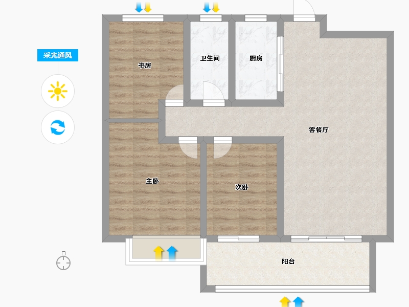 江苏省-徐州市-睢宁·万园-83.18-户型库-采光通风