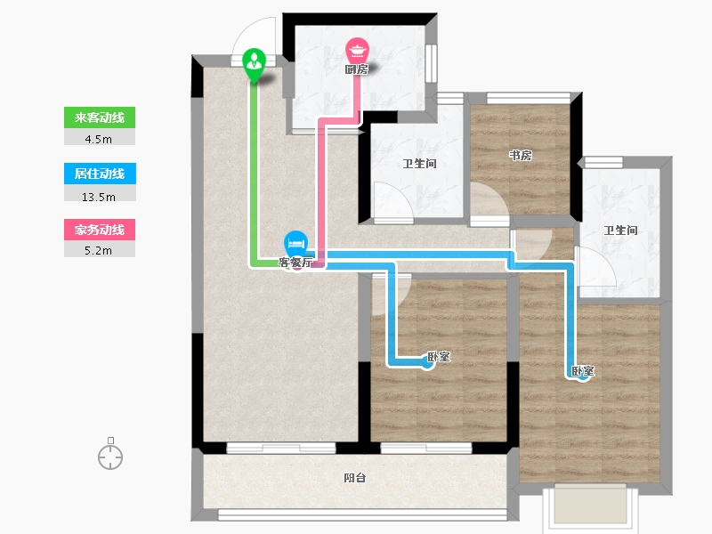 浙江省-杭州市-臻源锦宁里-77.75-户型库-动静线