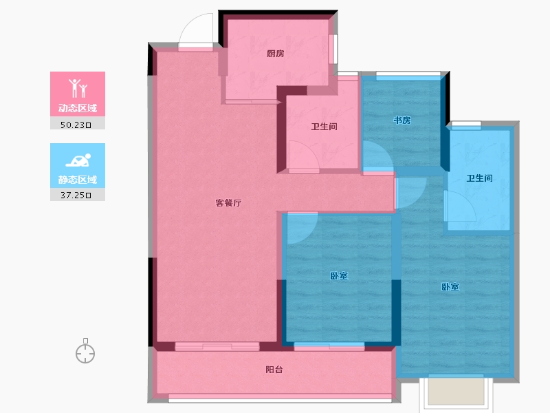 浙江省-杭州市-臻源锦宁里-77.75-户型库-动静分区