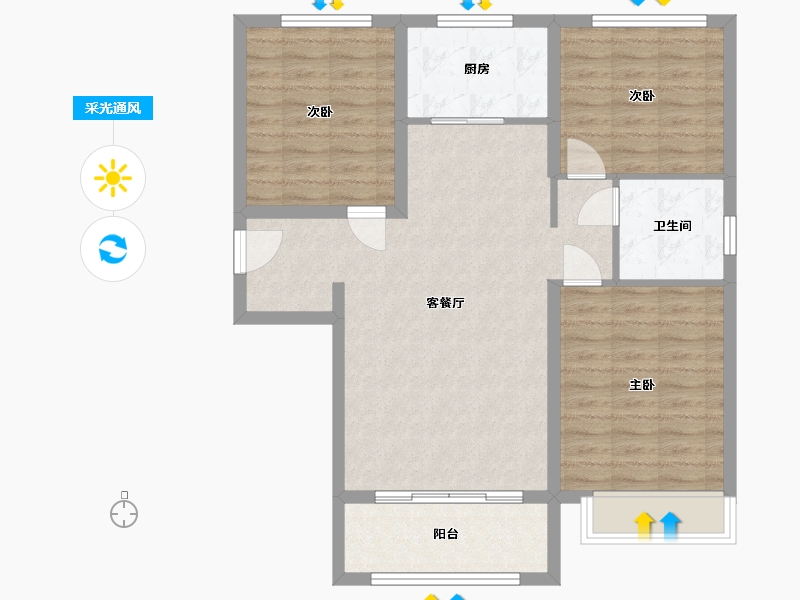 河北省-保定市-桂园-87.40-户型库-采光通风