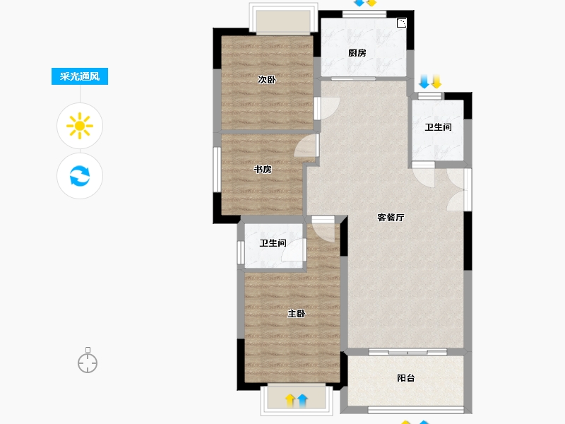 江苏省-盐城市-富顺名都花园-87.50-户型库-采光通风