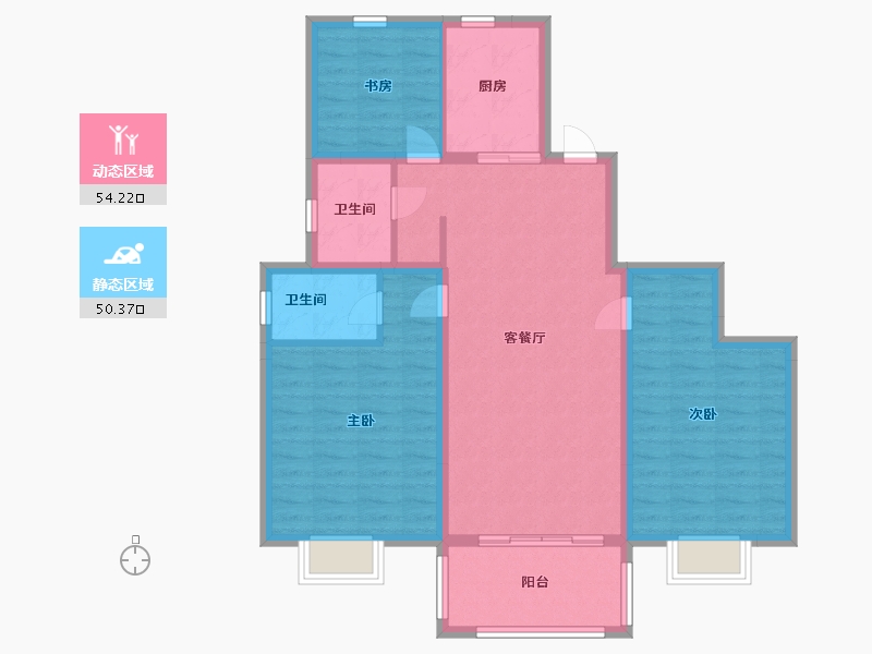 江苏省-盐城市-港湾明珠南苑-93.90-户型库-动静分区