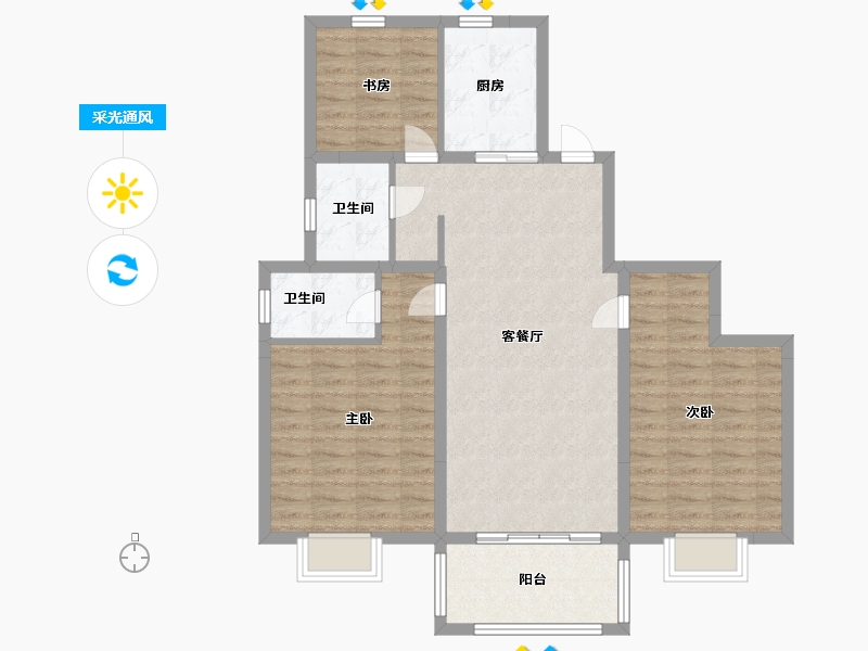 江苏省-盐城市-港湾明珠南苑-93.90-户型库-采光通风