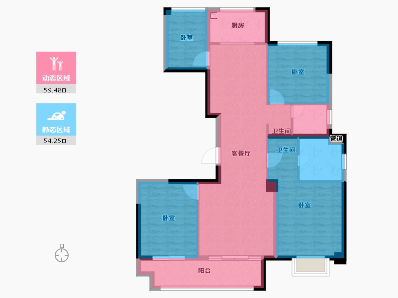 江苏省-苏州市-华侨城水畔华庭-102.00-户型库-动静分区