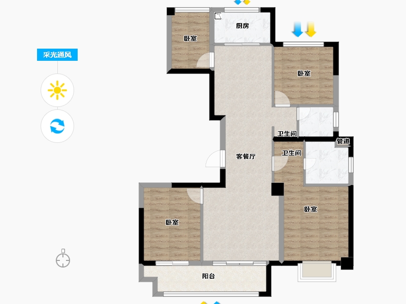 江苏省-苏州市-华侨城水畔华庭-102.00-户型库-采光通风