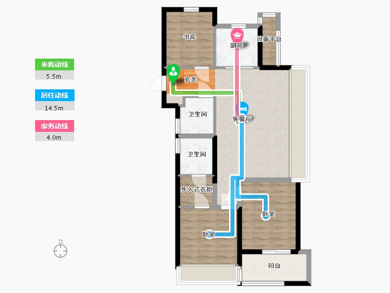 浙江省-杭州市-庆丰拥涛府-76.23-户型库-动静线