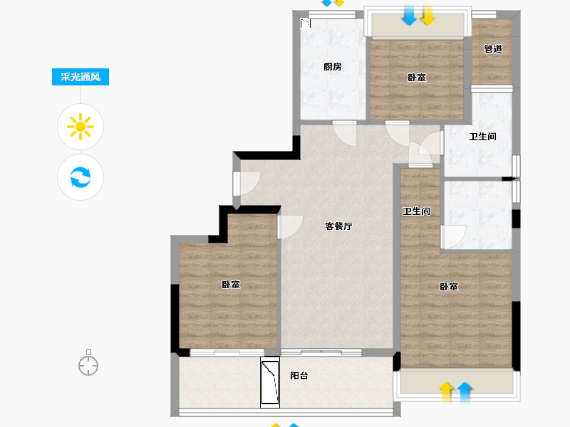 浙江省-杭州市-桃李春风·如山-98.00-户型库-采光通风