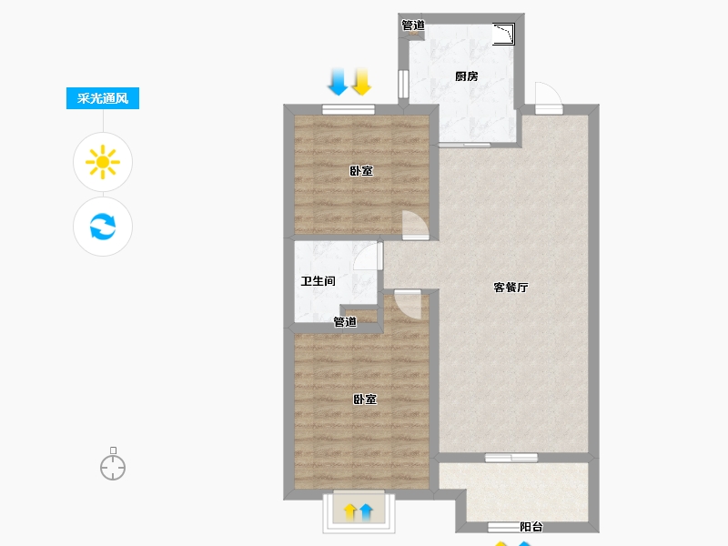 山西省-太原市-中国中铁·诺德城-71.00-户型库-采光通风