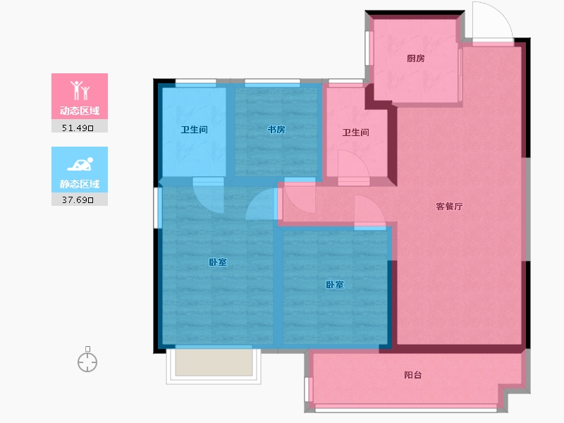 浙江省-杭州市-旭辉东原吴越府-78.00-户型库-动静分区