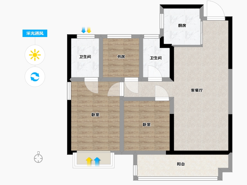 浙江省-杭州市-旭辉东原吴越府-78.00-户型库-采光通风