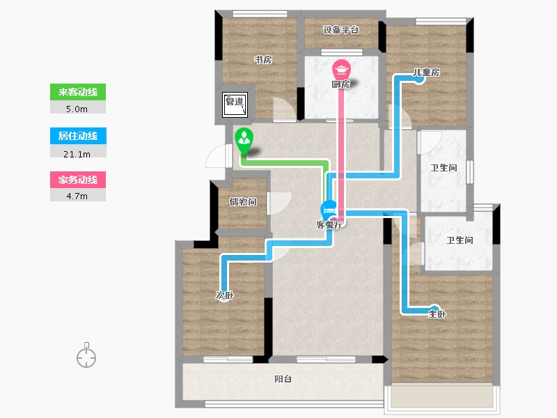 浙江省-杭州市-滨江龙湖东潮府-105.50-户型库-动静线