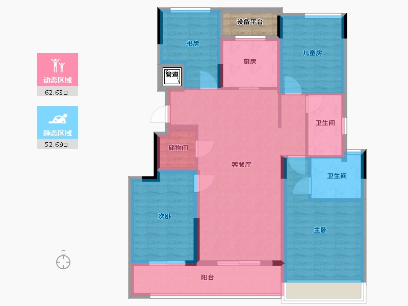 浙江省-杭州市-滨江龙湖东潮府-105.50-户型库-动静分区