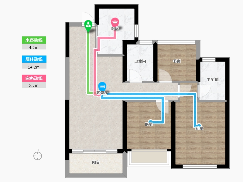 浙江省-杭州市-龙湖春江天玺-71.68-户型库-动静线