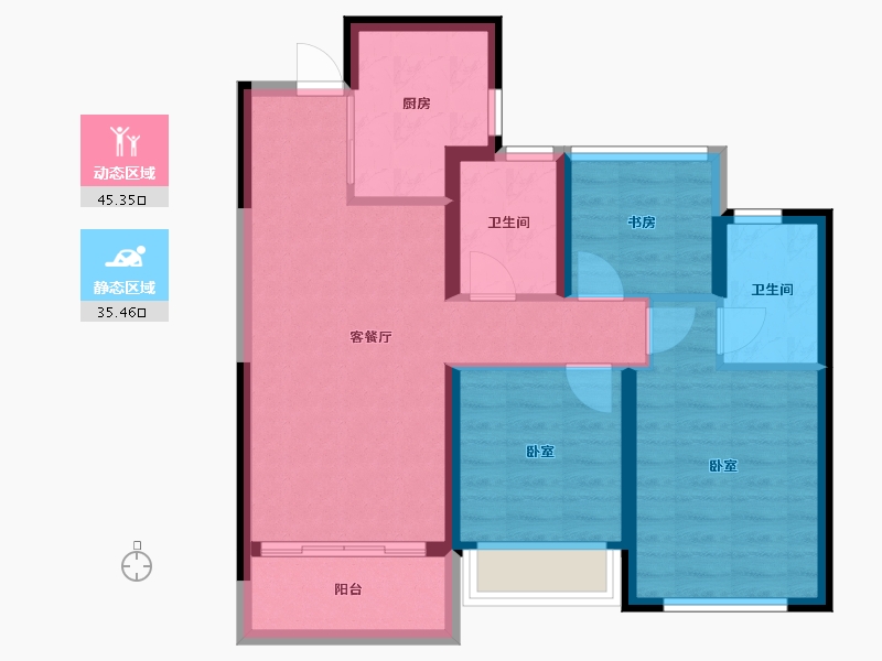 浙江省-杭州市-龙湖春江天玺-71.68-户型库-动静分区