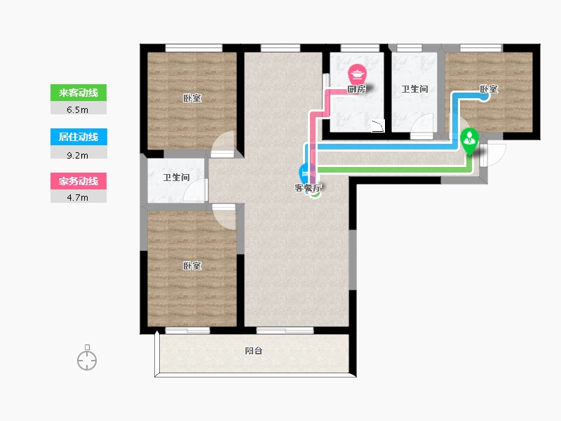 陕西省-咸阳市-中昌·如意城-91.87-户型库-动静线