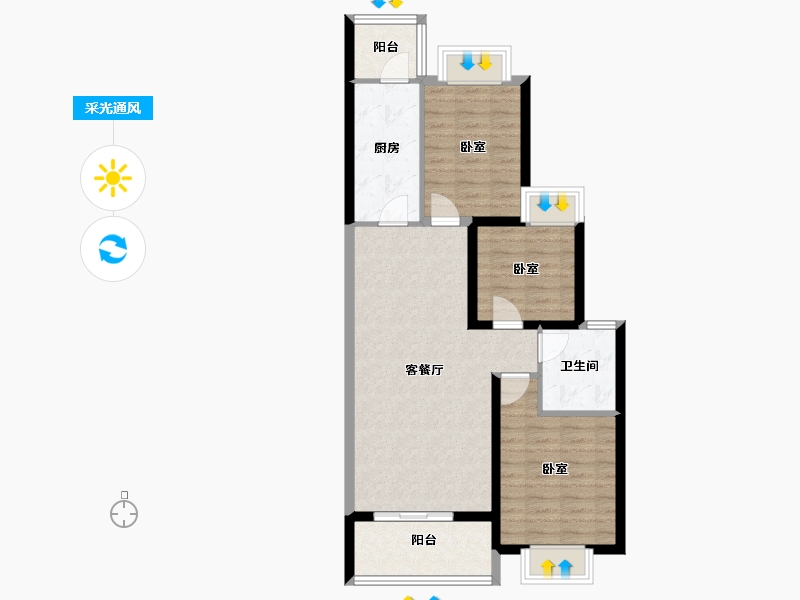 安徽省-亳州市-亳州恒大·时代御景-82.00-户型库-采光通风