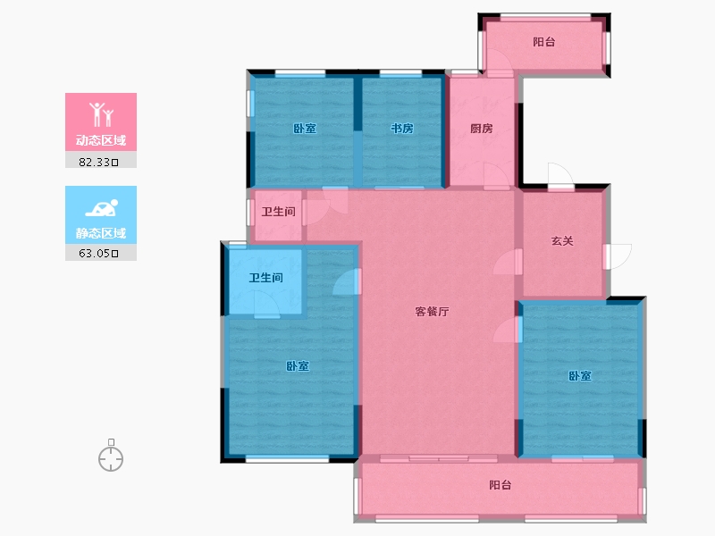 浙江省-温州市-新希望白麓城-131.12-户型库-动静分区