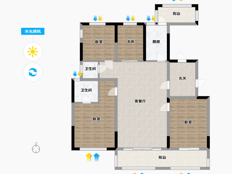 浙江省-温州市-新希望白麓城-131.12-户型库-采光通风