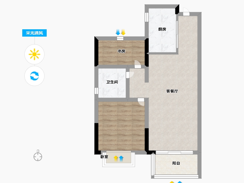 浙江省-宁波市-宋都城投学林新天地-56.00-户型库-采光通风