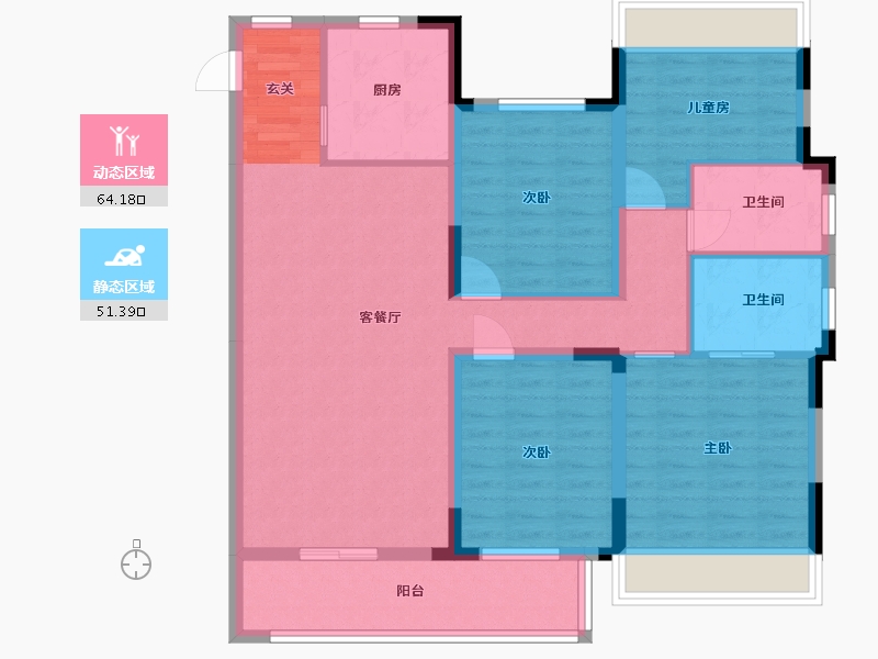 江苏省-淮安市-四季金辉观岚-103.35-户型库-动静分区