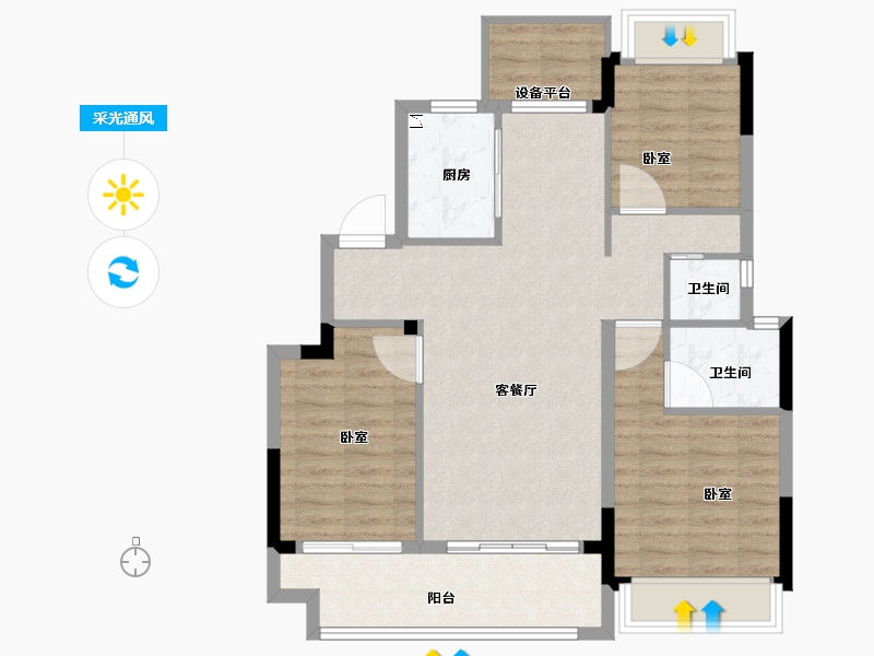 浙江省-金华市-浩创悦府-85.00-户型库-采光通风