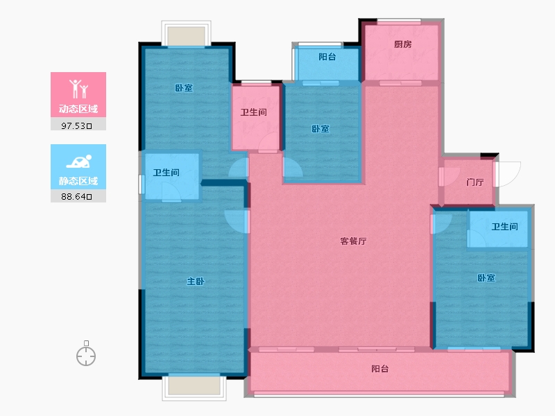 江苏省-泰州市-西子湖畔居-170.00-户型库-动静分区