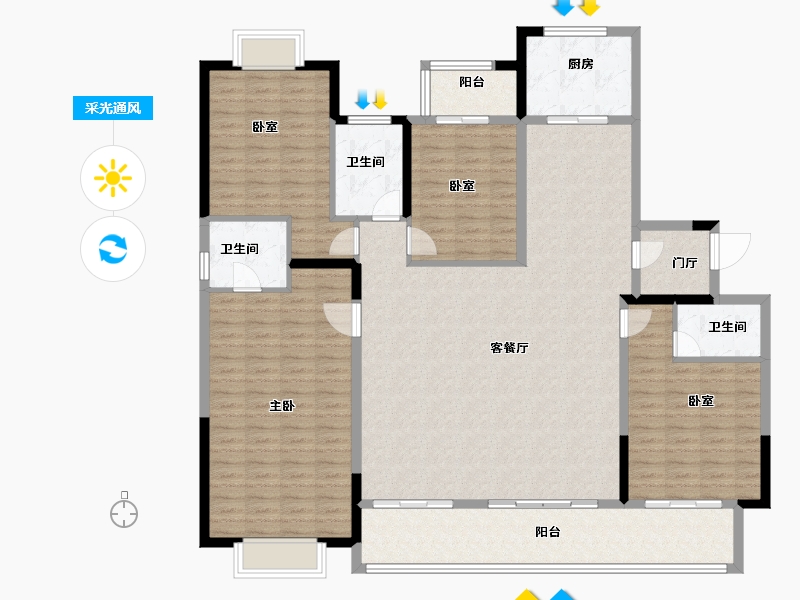 江苏省-泰州市-西子湖畔居-170.00-户型库-采光通风