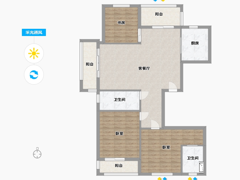 浙江省-宁波市-丹桂花园二期-106.00-户型库-采光通风