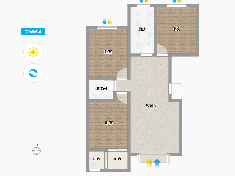 陕西省-宝鸡市-梧桐佳苑-102.01-户型库-采光通风