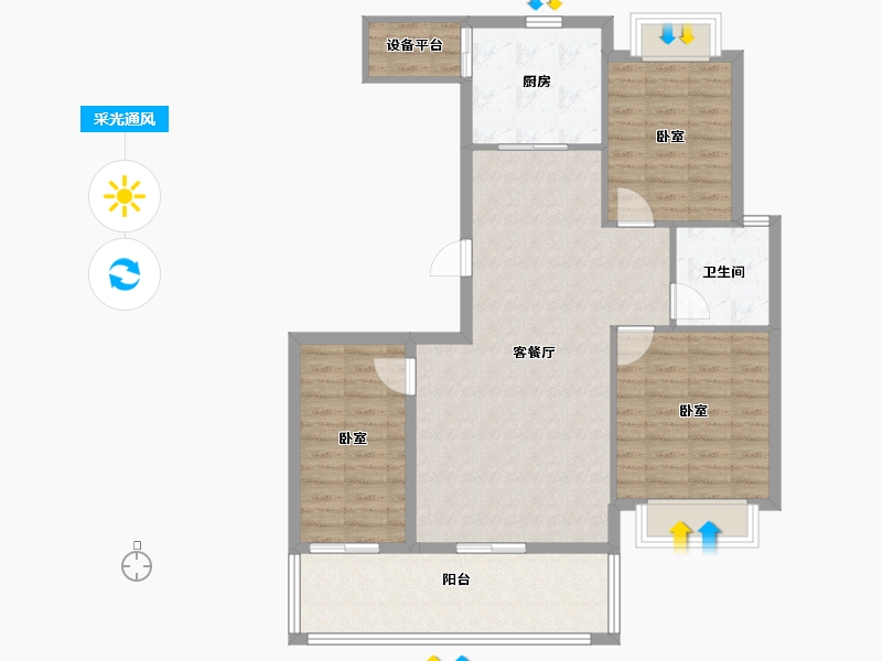 安徽省-亳州市-建投东方名府玖著-98.00-户型库-采光通风