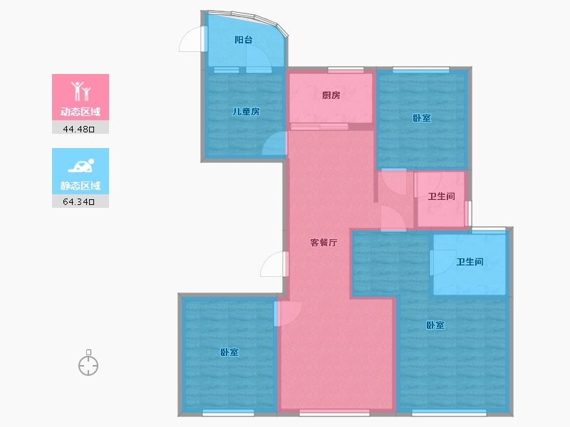 浙江省-温州市-德信爱琴海岸3期上府-98.00-户型库-动静分区