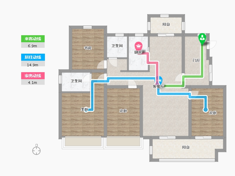 江苏省-南通市-美豪澜庭-108.99-户型库-动静线