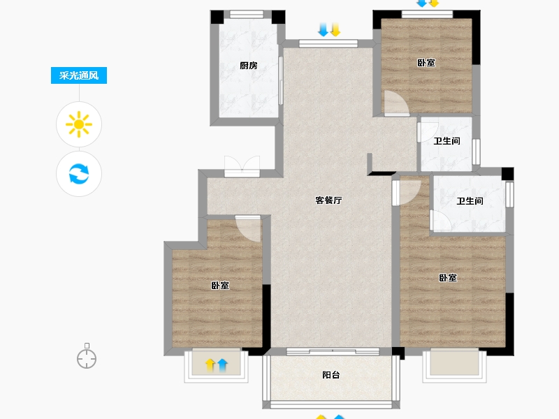 安徽省-淮南市-三巽·文华东郡-86.01-户型库-采光通风