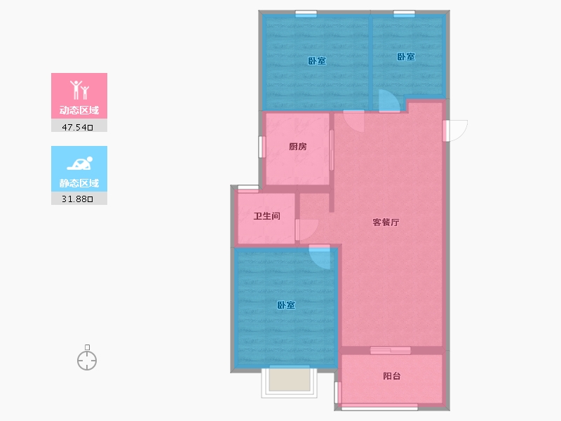 浙江省-嘉兴市-雅居乐悦景庄春风渡-71.00-户型库-动静分区