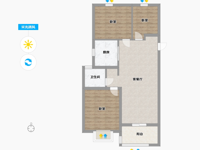 浙江省-嘉兴市-雅居乐悦景庄春风渡-71.00-户型库-采光通风