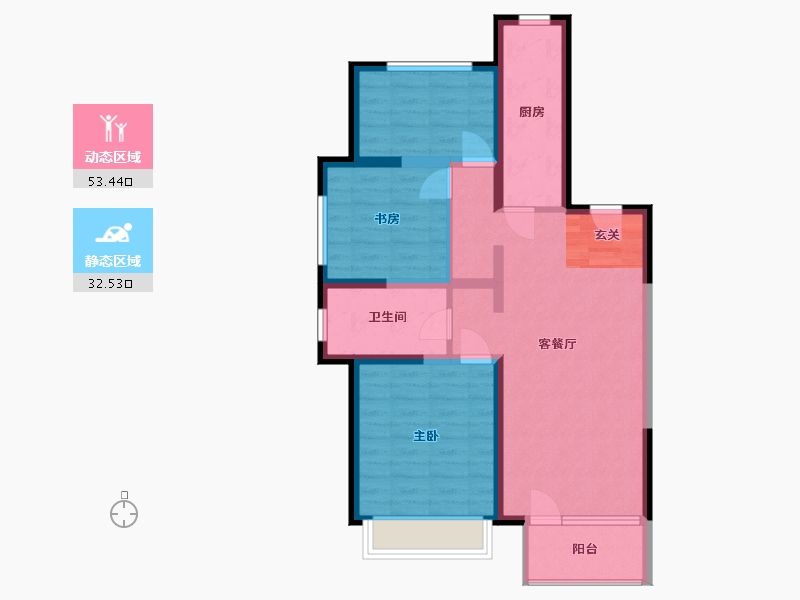 甘肃省-天水市-奥特莱斯绿城·明月江南-75.86-户型库-动静分区