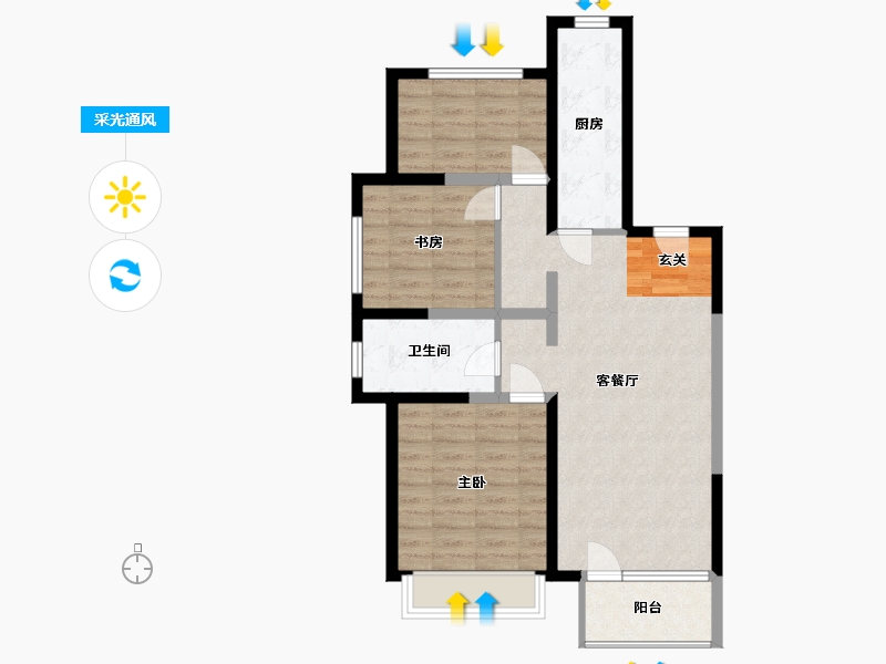 甘肃省-天水市-奥特莱斯绿城·明月江南-75.86-户型库-采光通风