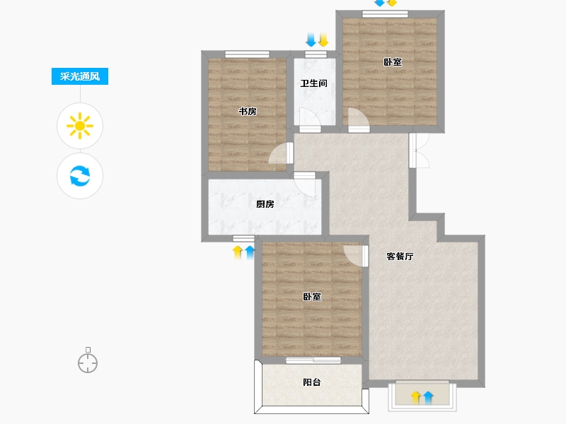 陕西省-宝鸡市-梧桐佳苑-85.00-户型库-采光通风