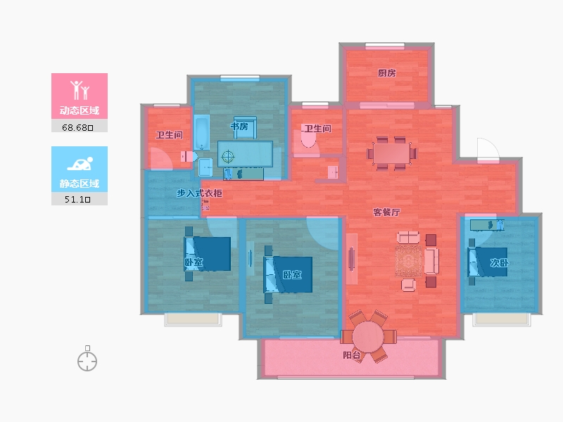 江苏省-扬州市-绿地中央学府-109.00-户型库-动静分区