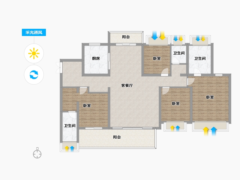 江苏省-南京市-雅居乐汇港城-154.00-户型库-采光通风