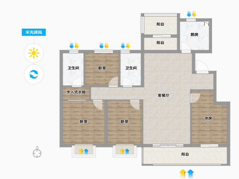 浙江省-宁波市-中南锦悦府-116.19-户型库-采光通风