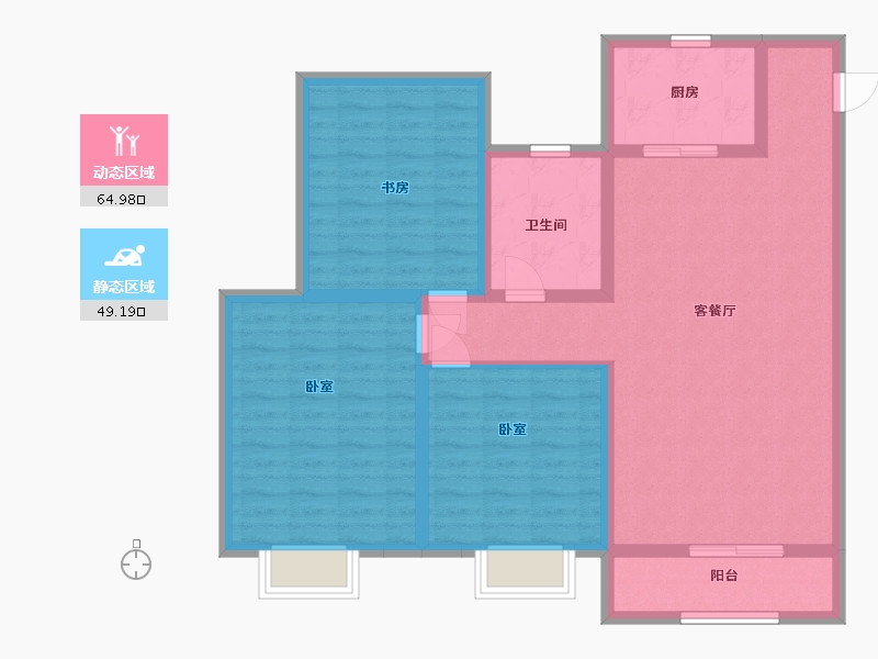 宁夏回族自治区-银川市-太阳城-102.45-户型库-动静分区