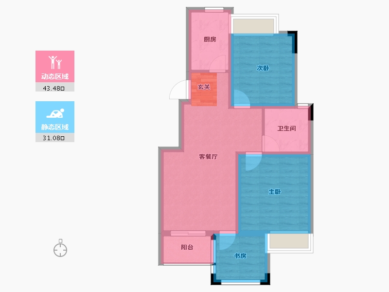 江苏省-无锡市-华宇观澜华府-65.99-户型库-动静分区