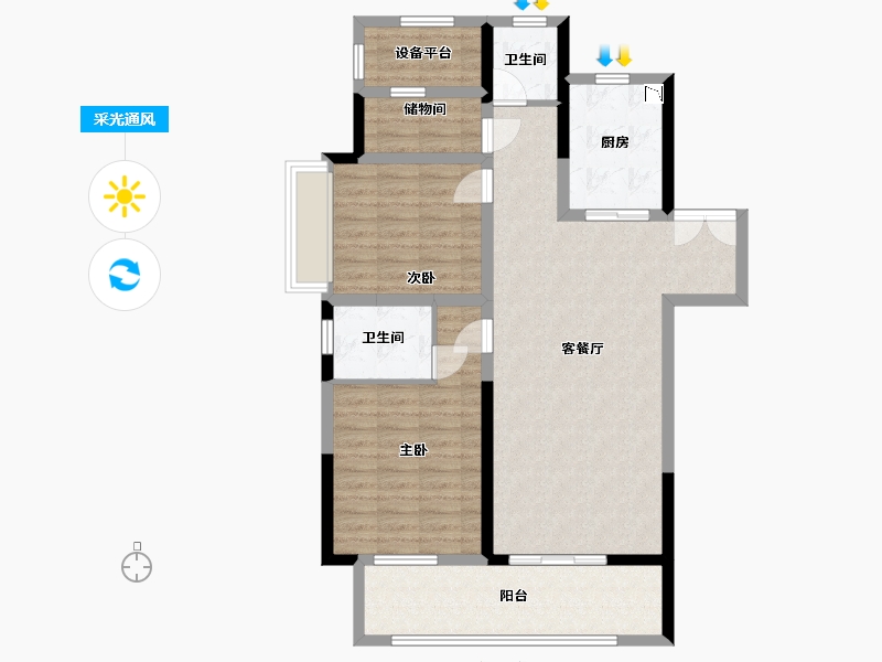 江苏省-盐城市-大丰吾悦广场-96.80-户型库-采光通风