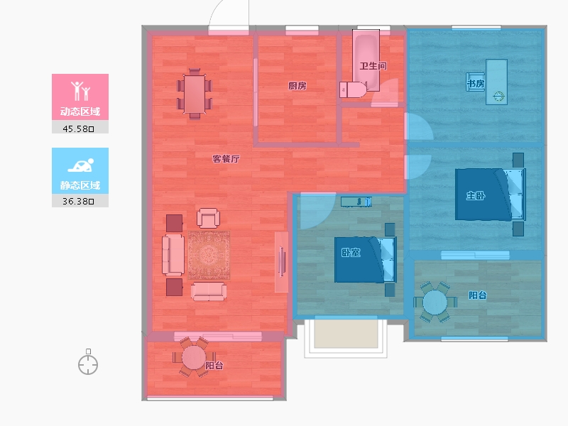 江苏省-扬州市-绿地中央学府-75.00-户型库-动静分区