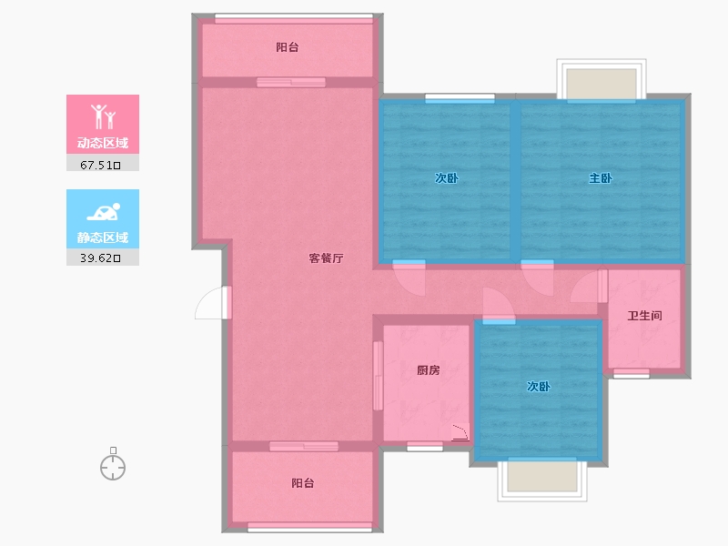 江苏省-淮安市-金桂华庭-94.78-户型库-动静分区