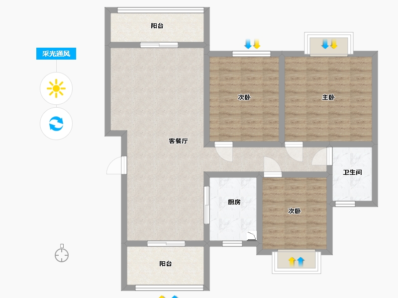 江苏省-淮安市-金桂华庭-94.78-户型库-采光通风