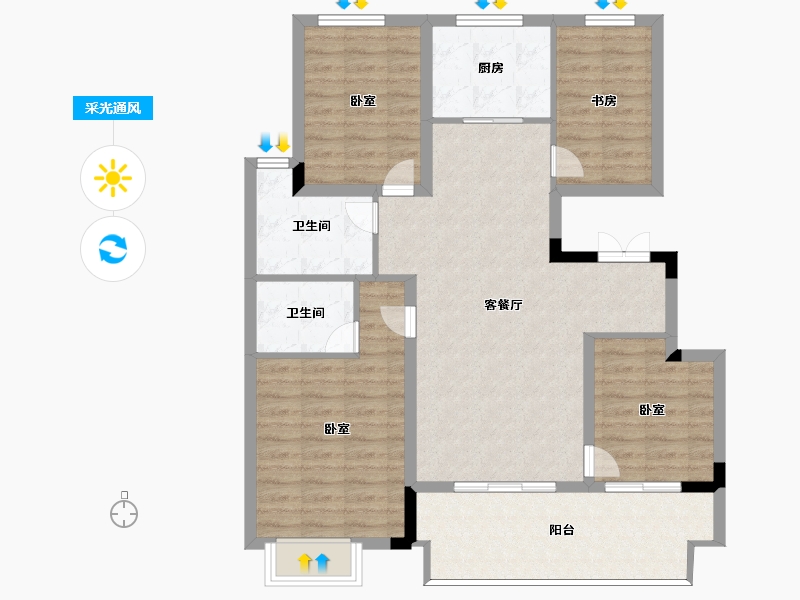 江苏省-南京市-三巽和悦澜庭-100.00-户型库-采光通风