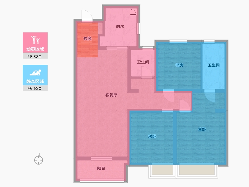 江苏省-淮安市-昌兴壹城-92.80-户型库-动静分区